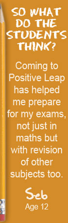 So what do the students think? Coming to Positive Leap has helped me prepare for my exams, not just in maths but with revision of other subjects too. Seb, Age 12